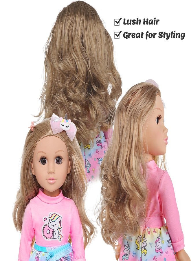 Ecore Fun 18 Inch Girl Doll with Clothes Accessories, Fashion Doll with Styling Brown Hair, Unicorn Hair Clip, Phone, Bag, Outfit & Shoes, Gift Ready for Birthday & Pretend Play - Image 4